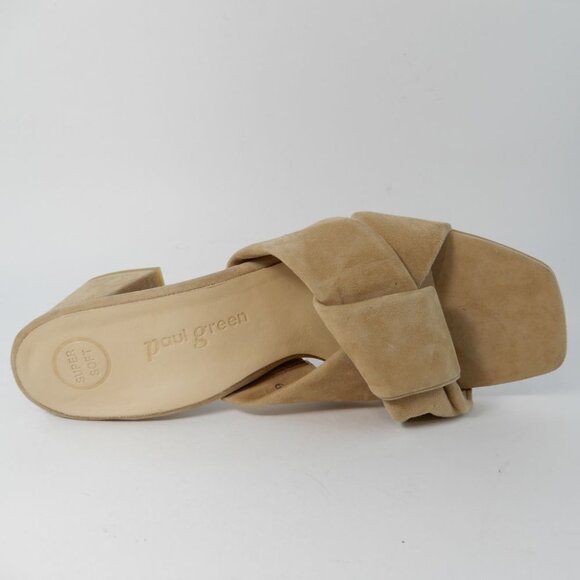 Paul Green SUPER SOFT Yasmin Slide Sandals US 9 Block Heel Beige Suede NEW $378 - Picture 8 of 13
